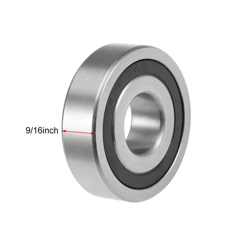 Upgrade Your Setup With 1638-2RS Deep Groove Ball Bearings In A Badass 2-Pack Built From Premium Chrome Steel Featuring Double Seals To Keep Grease Locked Down For Heavy Duty Work With 3/4-Inch Bore 2-Inch OD And 9/16-Inch Width Fits Clean, showcasing a chrome steel ball bearing with 9/16-inch width.