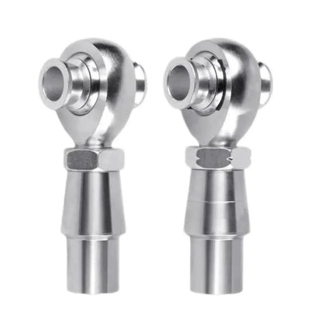 Two Piece Rock Solid Heim Joint Rod Ends Steering Kit Featuring Precision Angular Motion Quick Swap Gear For Hot Rod Mods And Smooth Rolling Machinery Linkage Upgrade Sets, close-up view of heavy-duty stainless steel rod ends.