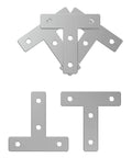 10 Sets Dope 2020 T Shape Corner Bracket Joint Plate Kit For Aluminum Extrusion 90 Degree Connectors, T-shaped metal brackets front view