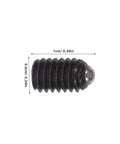 Rock Solid 50 Pack M4x6 Stainless Steel Ball Plunger Screws With Hex Socket For Cabinet Doors And Clamps Hassle Free Quick Setup Built Tough Top Shelf Hardware, close-up view of a black ball plunger screw.
