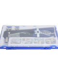Rivet Nut Tool Kit Gun Set 86 Piece Riveting Pack With Alloy Steel Mandrels in transparent storage case.