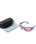 Top Tier Laser Protection Glasses for 755 Nm and 808 Nm Diodes with black case and cleaning cloth for safety during treatments.