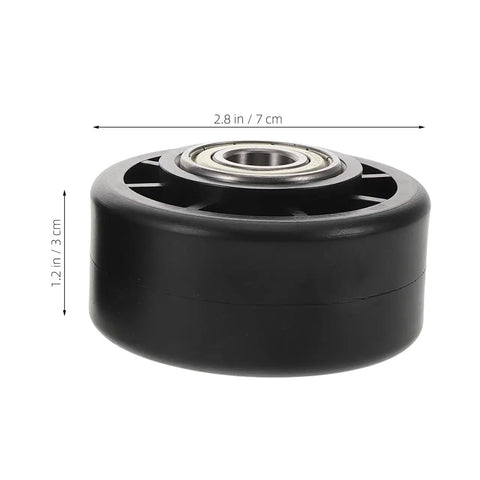 Universal Replacement Wheel Bearing Rollers For Treadmills And Exercise Bikes Heavy Duty Glide Casters, 2.8in diameter, black, sturdy design.