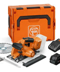 Built Tough Cordless Circular Saw For Spark Free Cold Cuts On Sheet Metal And Steel Pipe Works Like A Charm With Standard 18V Packs Comes Loaded With Two Heavy Duty Batteries And Quick Charger, includes blades and charger.