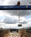 Heavy Duty Wireless Crane Remote Control System with Transmitter and Receiver operating on large outdoor gantry crane.