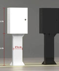 Heavy Duty EV Charger Cover Wall Mounted Rainproof Galvanized Steel Shield Hella Tough For Indoors Outdoors Plug N Play Ready With Complete Mount Kit, shown in white and black, detailed dimensions.