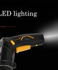 Heavy Duty Brushless Cordless Drill With Hella Powerful Torque For Wood And Metal Includes Full 47 Piece Accessory Set, featuring LED lighting.