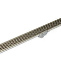 48 Inch Low Profile Shower Drain Complete Installation Kit With Perforated Offset Slot Grate In Satin Champagne Finish