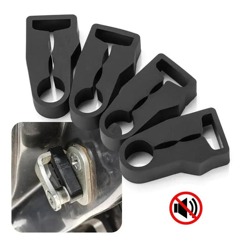 Car Door Lock Damper Rubber Cushion Sound Deadener Buffer Kit with four black rubber pieces for reducing road noise.