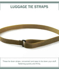 Four Pack Premium Travel Luggage Tie Down Straps Lock Down Your Gear With Rugged Polyester Bundling Belts, flat brown strap.