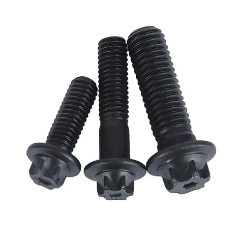Kickass Heavy Duty Flanged Head Torx Bolts M5 M6 Hexagon Grade 12.9 Black Zinc Fastener Kit in various sizes