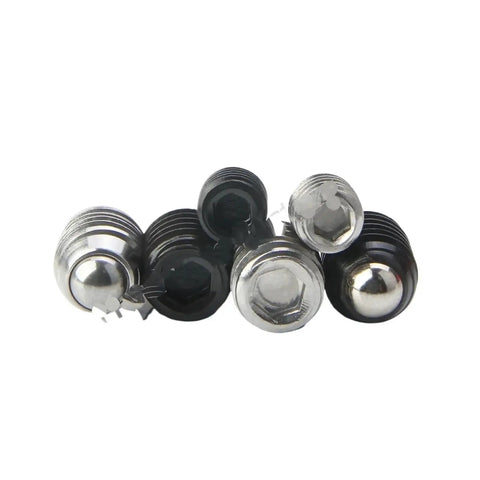 High Grade Stainless Steel Mini Spring Ball Plungers With Slick Rolling Action And No Nonsense Hex Set Screws Built Tough For Precision Tooling And Rock Solid Alignment 15 Piece Pack arranged with varying sizes.