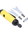 Compact Mini Angle Pneumatic Grinder Portable Air Die Grinder with accessories including fittings and wrenches for DIY projects.