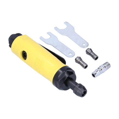 Compact Mini Angle Pneumatic Grinder Portable Air Die Grinder with accessories including fittings and wrenches for DIY projects.