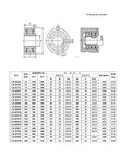 Technical drawing of Heavy Duty One Way Clutch Needle Roller Bearings, dimensions listed for various models, steel body specifications.