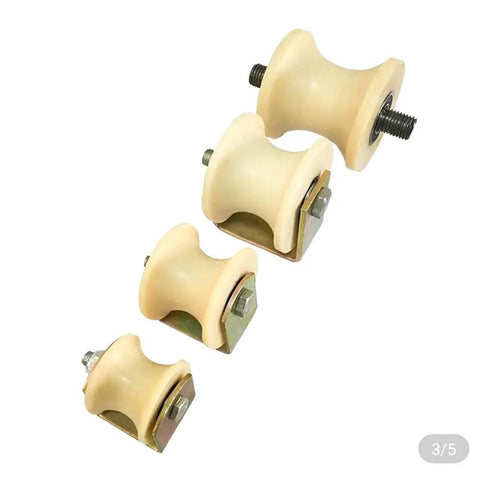 Badass Heavy Duty U Shaped Nylon Track Wheels With Slick Rolling Screw Bearings And Rock Solid Guide Pulleys For DIY Sliding Doors And Custom Project Frames in four sizes.