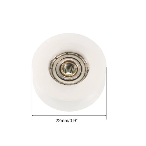 Premium Nylon Pulley Wheel Rollers 12 Pack For 5Mm Rope Cables showing a single nylon wheel with deep groove ball bearing, size 22mm.