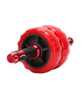 Multipurpose Ab Wheel Roller Portable Core Trainer For Chiseled Midsection Detachable Belly Workout Equipment For On The Go Fitness displaying a red ABS roller with grip.