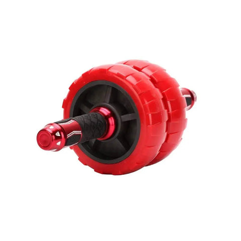 Multipurpose Ab Wheel Roller Portable Core Trainer For Chiseled Midsection Detachable Belly Workout Equipment For On The Go Fitness displaying a red ABS roller with grip.