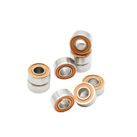 Heavy Duty Tough As Nails Ten Pack Hybrid Ceramic Stainless Steel 686RS ABEC 7 Ball Bearings 6X13X5MM Upgrade Kit close-up view.