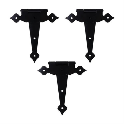Heavy Duty Black T Shaped Decorative Barn Door Hinges Dang Tough Garden Shed Gate Strap Hardware With Weather Resistant Finish 3 Pack