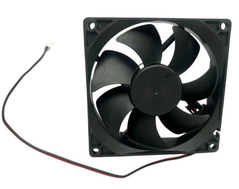 Top Notch 90Mm DC Cooling Fan For Wine Fridges And Backup Coolers Rock Solid 12 Volt 0 16 Amp axial fan with black blades.