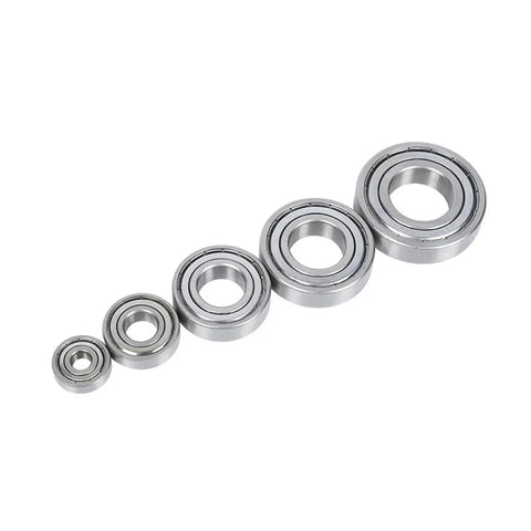 Heavy Duty One Piece Stainless Steel Miniature Deep Groove Ball Bearing Delivering Zero Drag Operation With Tight Factory Specs And Grease Monkey Approved Durability, five sizes displayed.