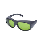 Heavy Duty Laser Engraver Safety Glasses Built Different To Deliver Killer Eye Protection Against 450 Nm Blue Light And 1064 Nm Nd Yag Beams While Meeting Ce En207 Rules - green lenses, black frame, side view.