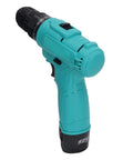 Heavy Duty 12V Cordless Drill Driver Featuring Dual Speed Transmission And Two Hardcore 6000mAh Batteries For Fast Framing, side angle view.