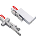 Smooth As Butter Heavy Duty Door Pivot Hinges With Auto Soft Close Action and Bulletproof Invisible Hidden Install Design showing size measurements 11mm and 7.4mm.