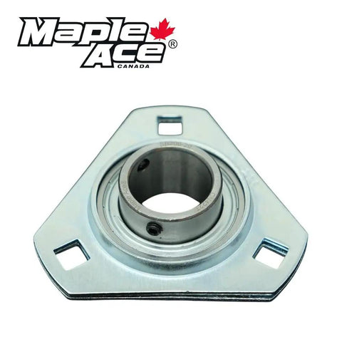 Straight Shooter Triangle Flange Three Bolt Bearing with 1 3/8 Inch Bore, chrome steel with smooth rolling action.