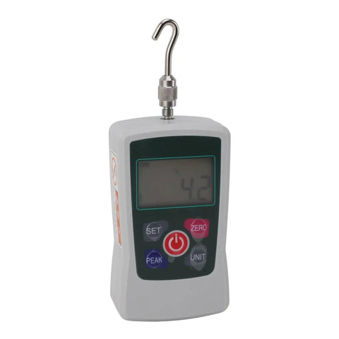 Top Shelf Digital Force Gauge 30N To 300N Handheld Push Pull Tester displaying 4.2 on digital screen with hook.