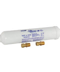Straight Up 10 Inch Inline Water Filter For Refrigerators And Ice Makers With Heavy Duty Brass Compression Ends, includes brass fittings.