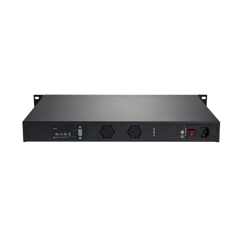 Back view of the Built Tough 10GbE Firewall Network Appliance Workhorse With Intel Core I3 4100M 8GB RAM 512GB SSD Pfsense Opnsense Ready.
