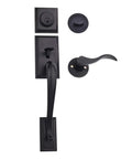 Sick Matte Black Exterior Door Handle Set With Left Hand Wave Lever And Deadbolt Lock Adjustable Latch From Two And Three Eighths To Two