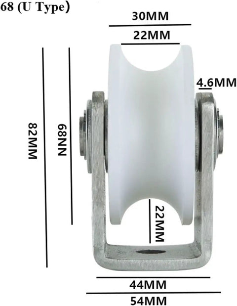 Kickass Heavy Duty Sliding Gate Wheels Featuring Stainless Steel Grooved Track Rollers And Durable Nylon Bearings For Hella Smooth Quiet Operation Built Tough To Handle Daily Grind showing measurement details.