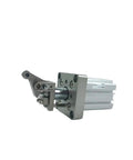 Heavy Duty Pneumatic Stopper Cylinder With A Top Shelf Aluminum Body, side view showcasing the precision stroke and mounting details.