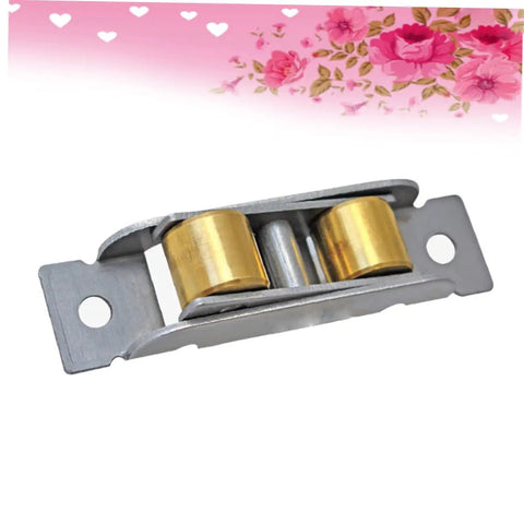 3 Pack Double Roller Window Sliding Door Pulley Wheel 16 mm Brass Replacement Hardware To Squash Stiff Tracks And Bring You A Ridiculously Smooth Glide Experience, showing silver and brass pulleys.