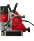 1-5/8 Inch Corded Magnetic Drill Kit With Variable Speed Control, Hot Knife Performance On Steel, Zero Fluff Tool-Free Adjustment Mag Base side view.