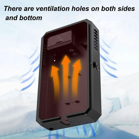 Interior view of All Weather EV Charger Outdoor Enclosure Beefy Steel Wall Charging Station Box with visible ventilation holes.