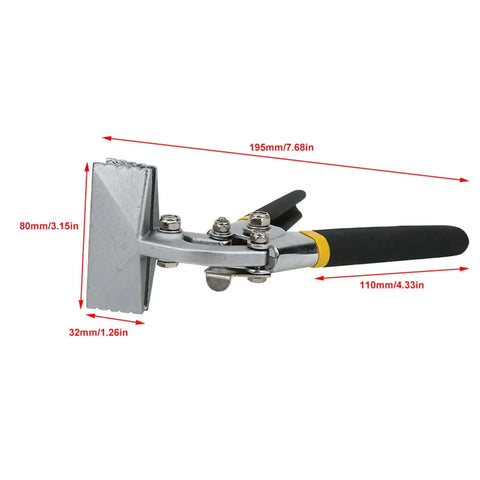 3 Inch Curved Sheet Metal Hand Seamer For Bending Flattening And Straightening Pro Grade Metalworking Pliers with measurement labels