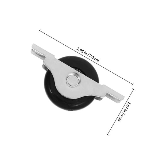 4 Pack Nylon Sliding Door Rollers with Double Bearings for Silent Cabinet and Wardrobe Motion Heavy Duty Roller Pulley System top view with dimensions.
