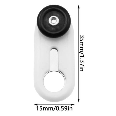 Dead Silent Double Wheel Curtain Track Rollers 30 Pack With Smooth Gliding Pulleys showing a single roller measuring 35mm by 15mm.