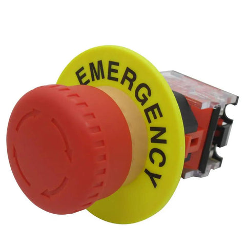 Red Mushroom Emergency Stop Push Button Switch 22mm Mount Hole 2NC Latching 600V AC 10A 40mm yellow and red button