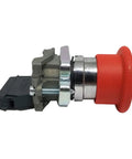 Top Shelf New Emergency Stop Switch Featuring Bold Red Push Button Compatible With Snorkel Upper Control Box Assembly And Tough Daily Job Site Grind Runs Direct Fit, side view.