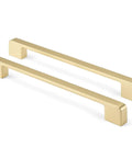 Top Shelf Brushed Gold Cabinet Handles And Drawer Pulls Made From Durable Zinc Alloy For Zero Hassle Install On Kitchen Counters Slick Rounded Edges Protect Little Hands While Dropping Serious Style Into Your Renovation 8 Inch Hole Center 10 Pack.