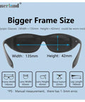 Hardcore Laser Safety Glasses With OD4 Optical Density And Heavy Duty Blocking For Fiber Yag Dpss Engraving Industrial Eye Gear, showing two-dimensional size specs.