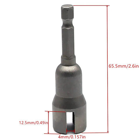 4 Piece Heavy Duty Wing Nut Socket Set With Quarter Inch Hex Shank Power Driver for quick turn bolt removal, gray steel driver.