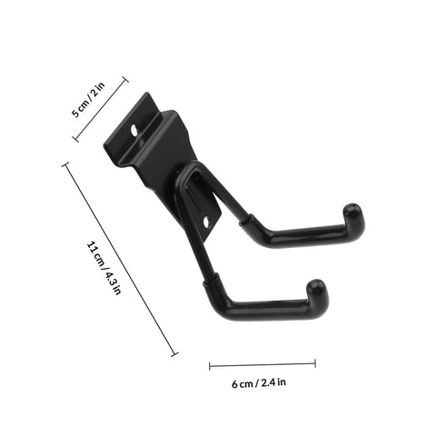 Badass Heavy Duty Black Metal Wall Hanger Hooks Slick Industrial Coat Towel Bag Organizer Rock Solid Garage Rack, 11cm long, wall mounted design.