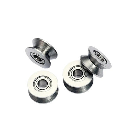10 Pack Miniature Ball Bearings V Groove And U Groove Wire Guide Track Rollers, 3x12x4mm steel rollers for CNC use.